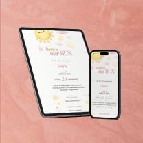Modele invitații digitale botez - design tip pagină modern și elegant pentru botezul copilului tău